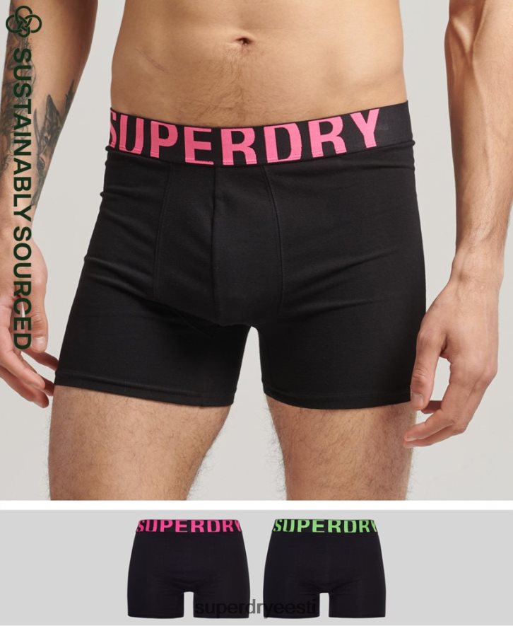 Superdry mehed Orgaanilisest puuvillast topeltlogoga bokserite topeltpakk B2LT41761 Riietus must