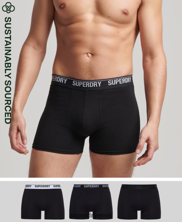 Superdry mehed orgaanilisest puuvillast bokser-kolmikpakend B2LT41613 Riietus must