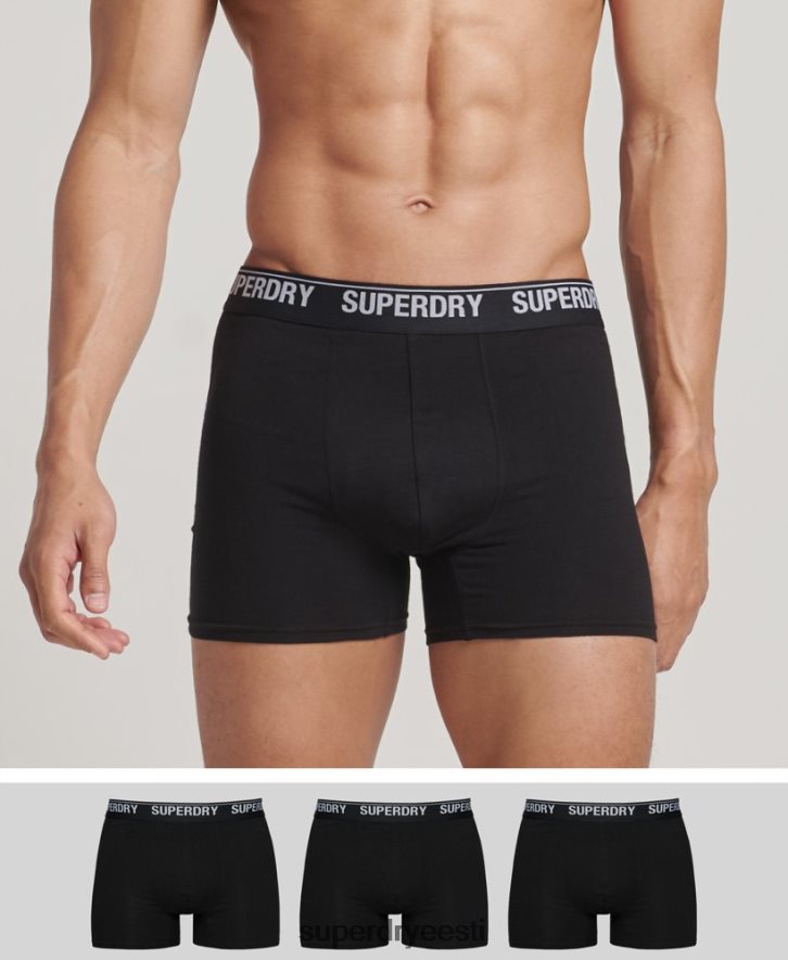 Superdry mehed orgaanilisest puuvillast bokserite kolmikpakk B2LT41597 Riietus must