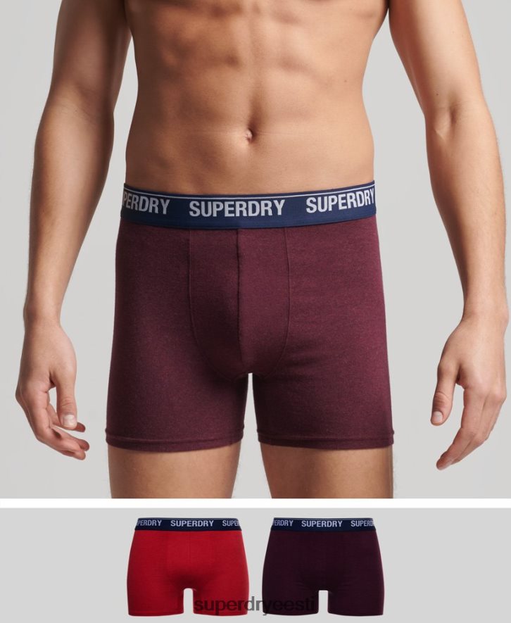 Superdry mehed orgaanilisest puuvillast bokserite topeltpakk B2LT41833 Riietus punane