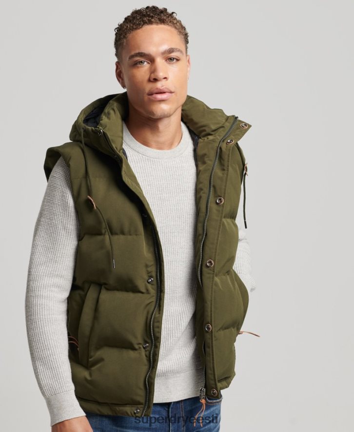 Superdry mehed Everest kapuutsiga puhvis särk B2LT41017 Riietus roheline