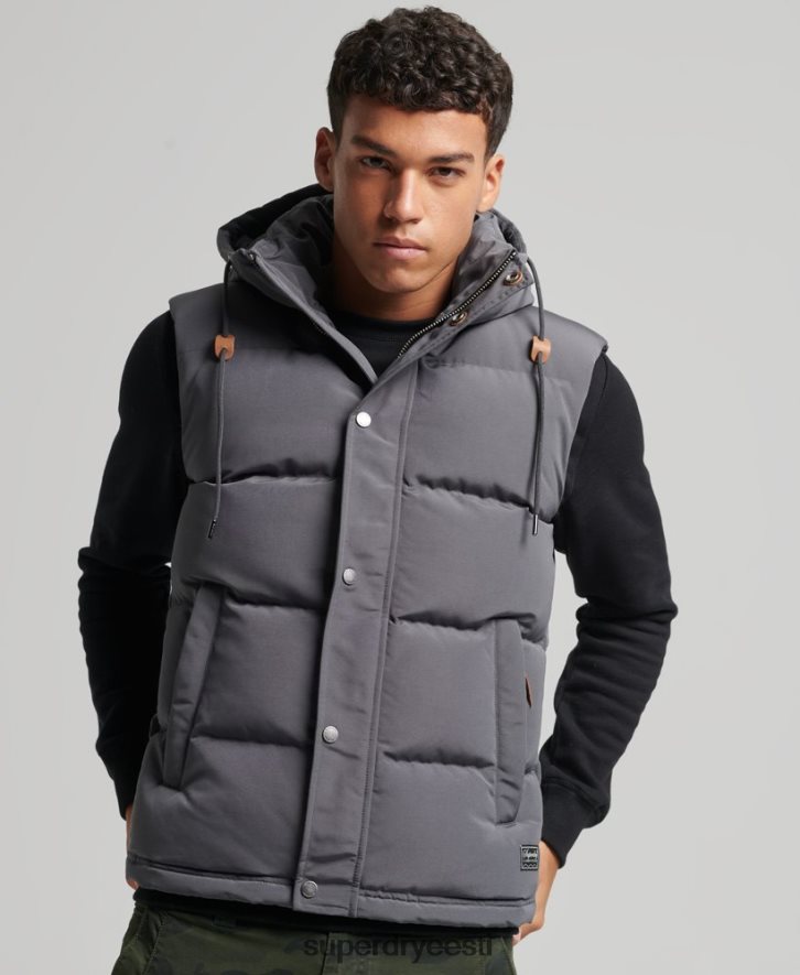 Superdry mehed Everest kapuutsiga puhvis särk B2LT4963 Riietus tumehall