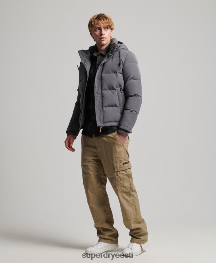 Superdry mehed everesti kapuutsiga puffjakk B2LT41049 Riietus tumehall