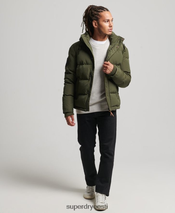 Superdry mehed everesti kapuutsiga puffjakk B2LT41077 Riietus roheline