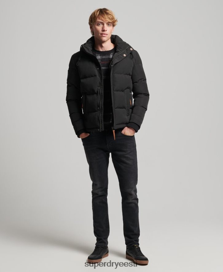 Superdry mehed everesti kapuutsiga puffjakk B2LT41095 Riietus tumehall