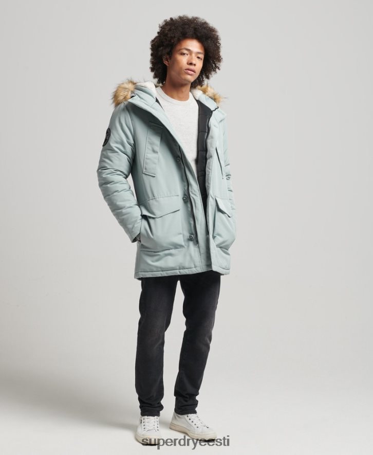 Superdry mehed kapuutsiga everesti kunstkarusnahast park B2LT41007 Riietus helesinine