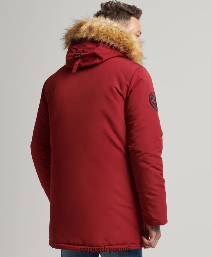 Superdry mehed kapuutsiga everesti kunstkarusnahast park B2LT41061 Riietus punane