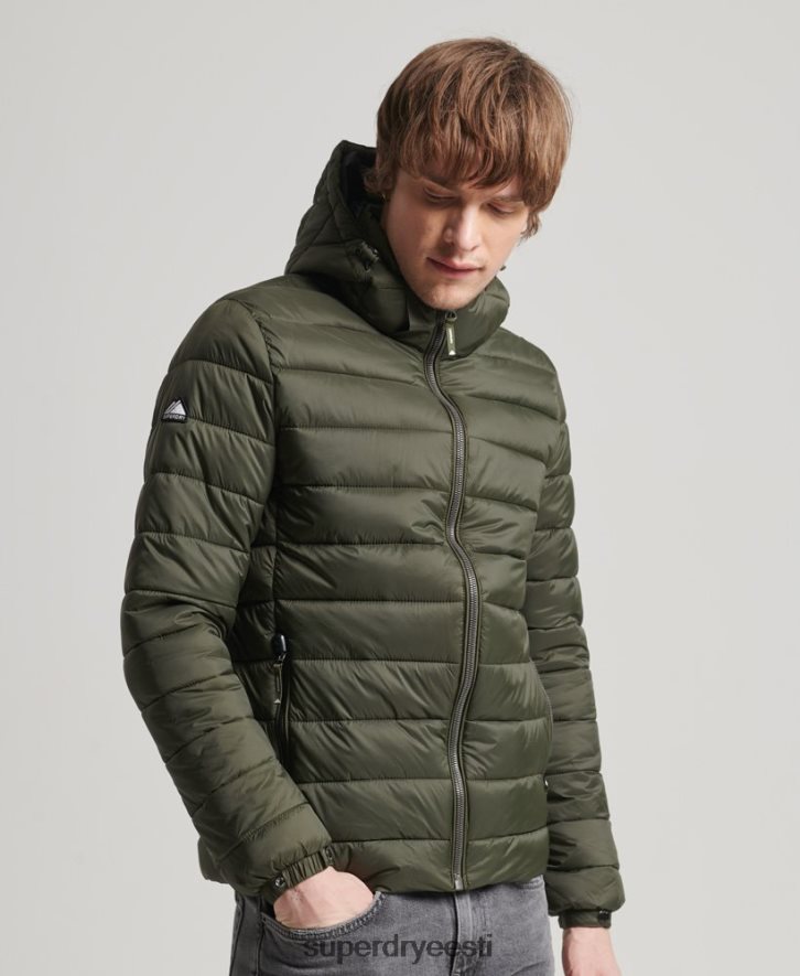 Superdry mehed kapuutsiga klassikaline puhvis jope B2LT41016 Riietus khaki