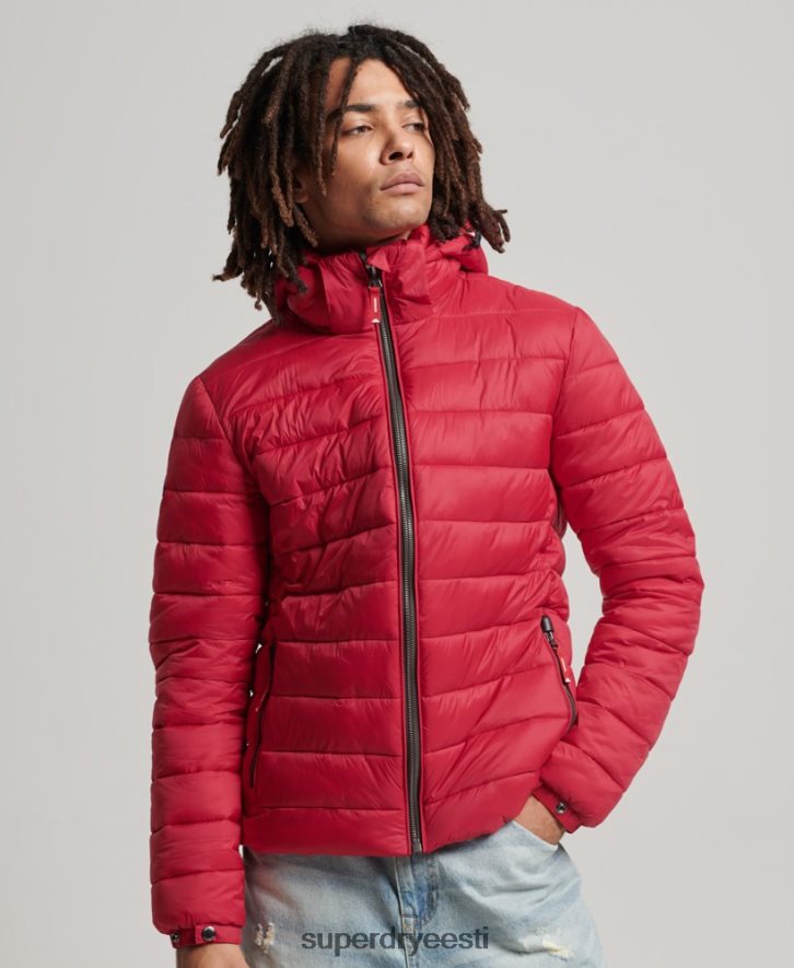 Superdry mehed kapuutsiga klassikaline puhvis jope B2LT41041 Riietus punane