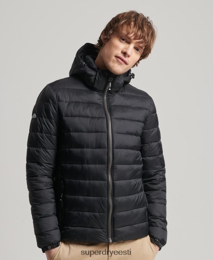 Superdry mehed kapuutsiga klassikaline puhvis jope B2LT41087 Riietus must