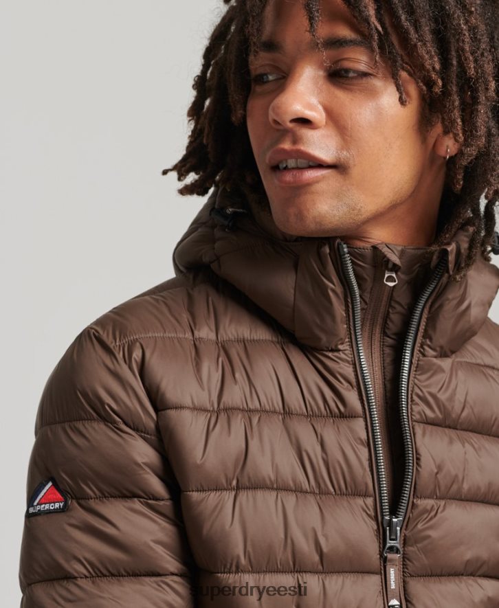 Superdry mehed kapuutsiga klassikaline puhvis jope B2LT4987 Riietus pruun