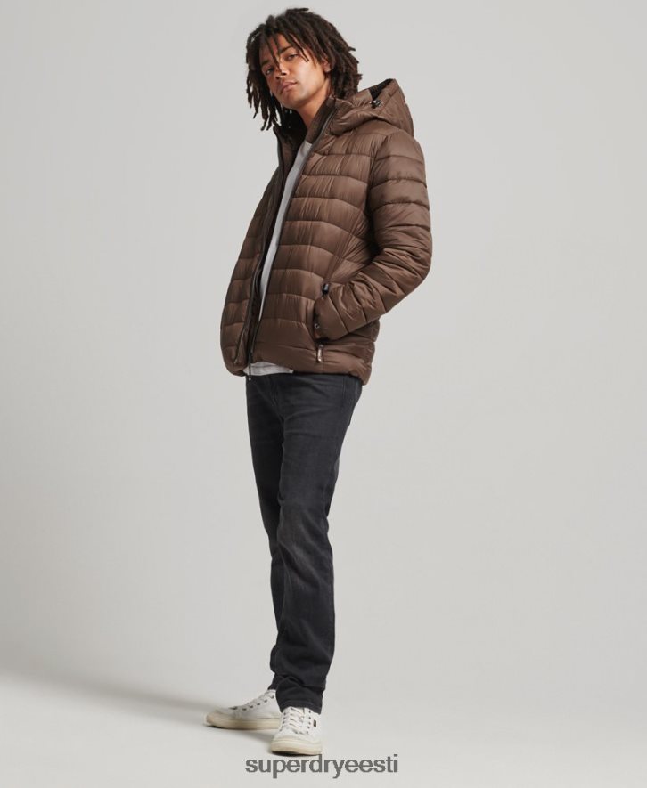 Superdry mehed kapuutsiga klassikaline puhvis jope B2LT4987 Riietus pruun