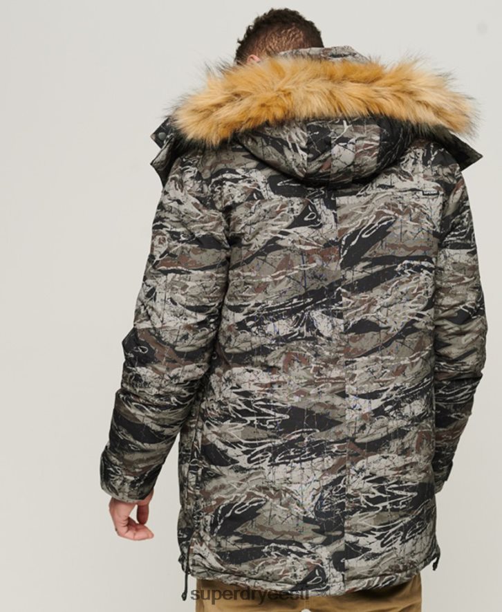 Superdry mehed kunstkarusnahast kapuutsiga everest parkjakk B2LT44547 Riietus roheline