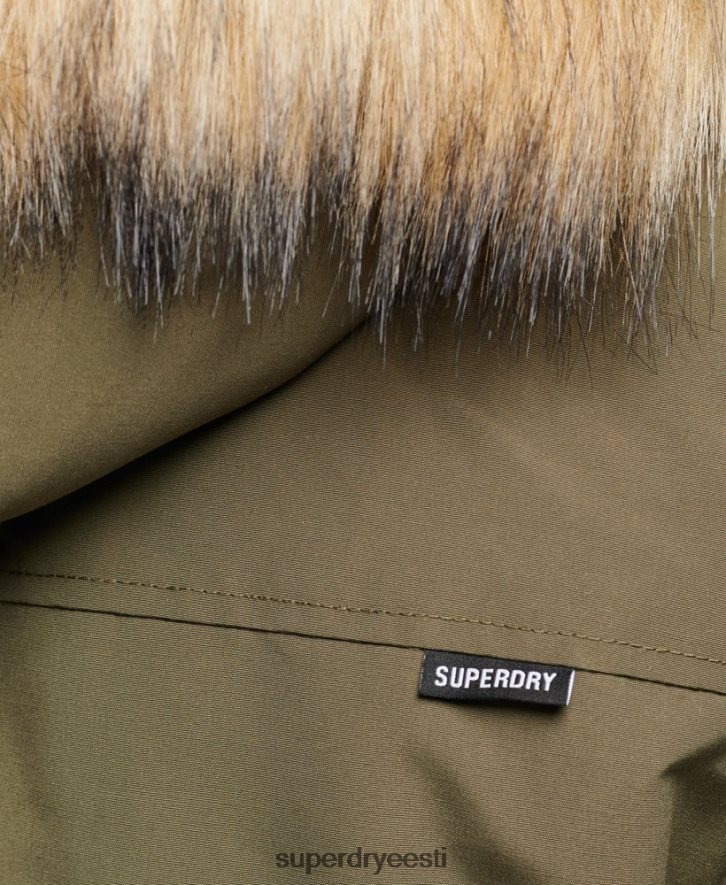 Superdry mehed kunstkarusnahast kapuutsiga everest parkjakk B2LT4999 Riietus khaki