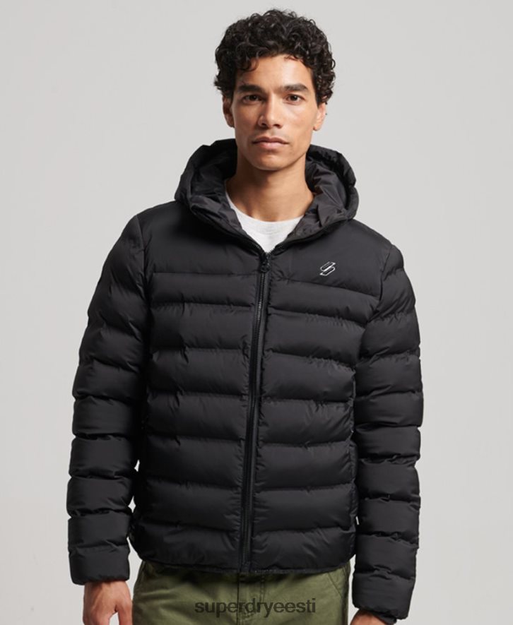 Superdry mehed kuumtihendatud polsterdatud jope B2LT4979 Riietus must