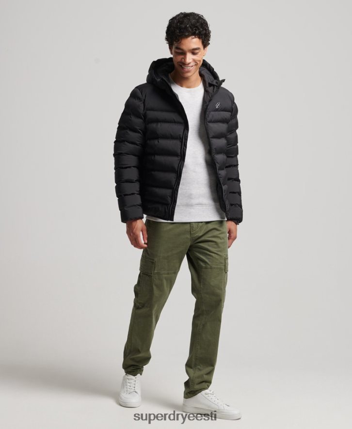 Superdry mehed kuumtihendatud polsterdatud jope B2LT4979 Riietus must