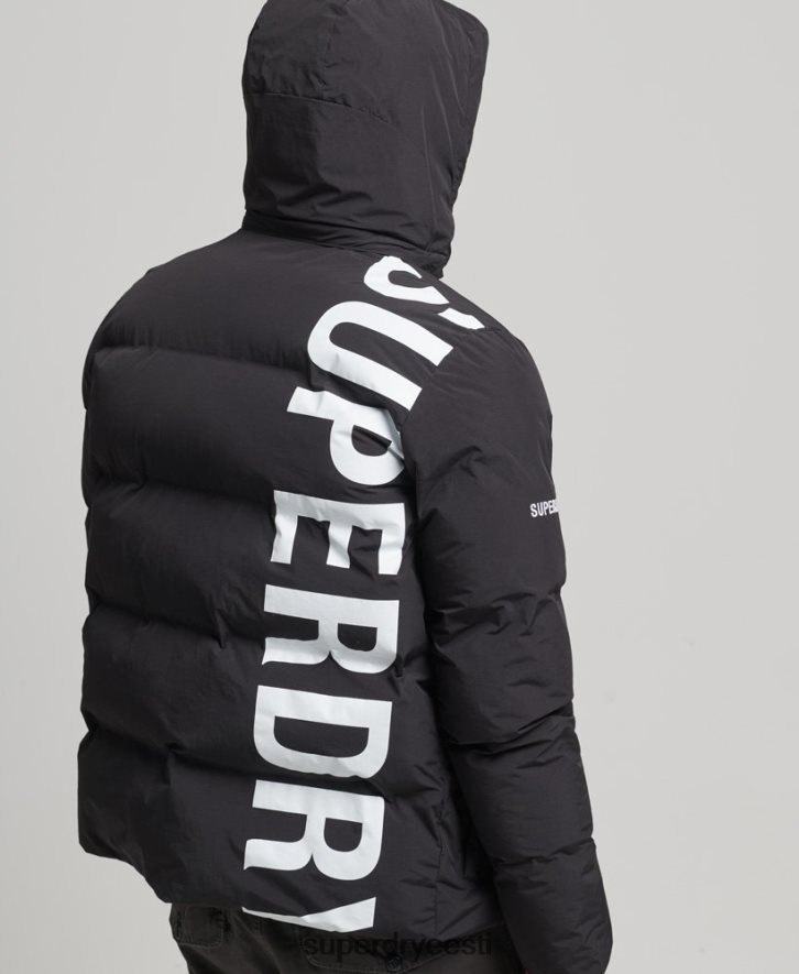 Superdry mehed lühike karbikujuline puhvis jope B2LT44501 Riietus must