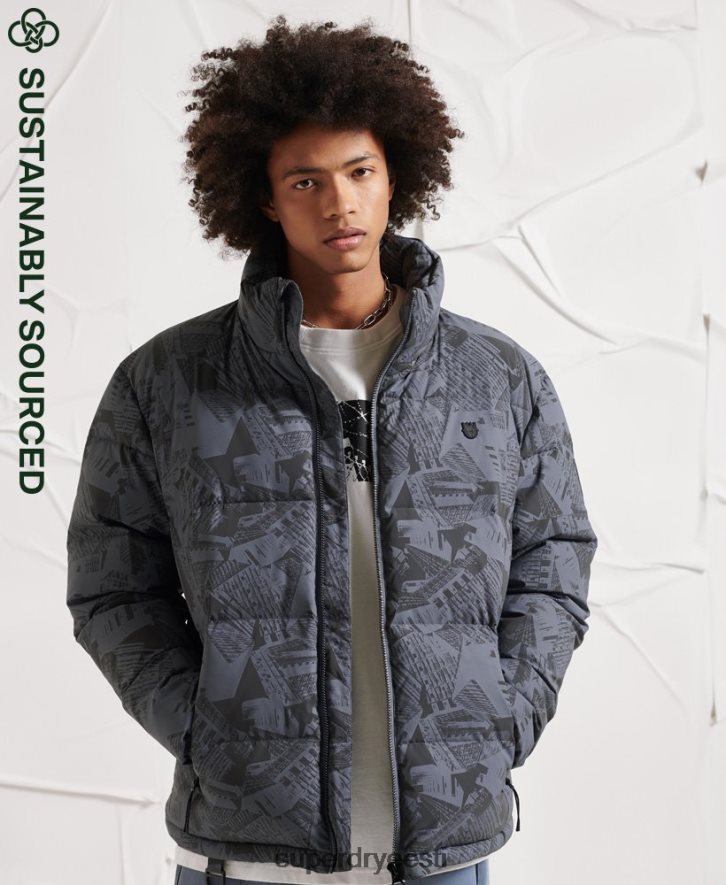 Superdry mehed ülejääk peegeldav sulejope B2LT44780 Riietus tumehall