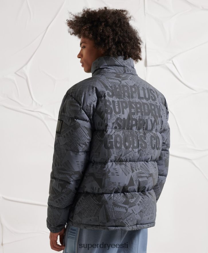 Superdry mehed ülejääk peegeldav sulejope B2LT44780 Riietus tumehall