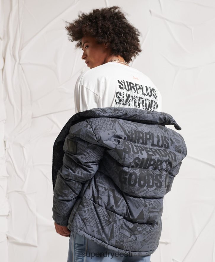 Superdry mehed ülejääk peegeldav sulejope B2LT44780 Riietus tumehall