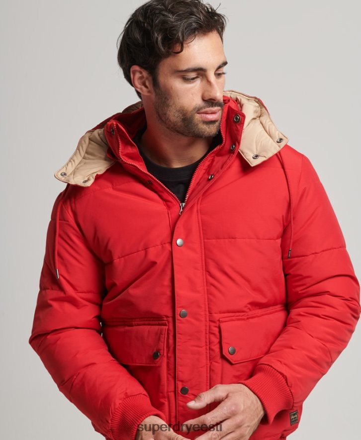 Superdry mehed mägine puff jope B2LT44685 Riietus punane