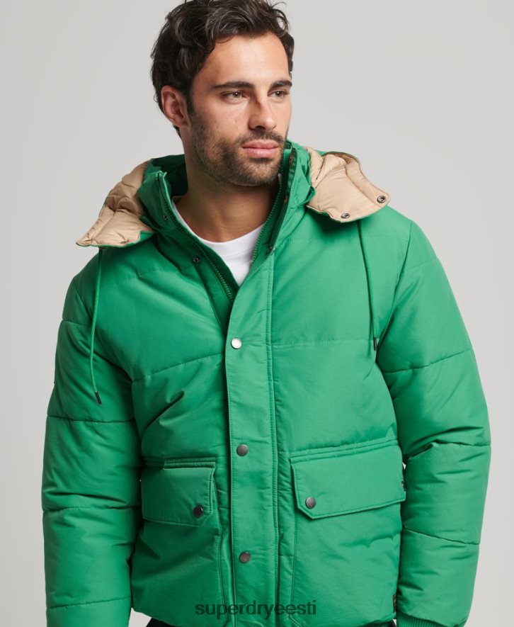 Superdry mehed mägine puff jope B2LT44750 Riietus roheline