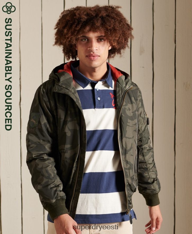 Superdry mehed ma1 kapuutsiga bomber jope B2LT44575 Riietus roheline