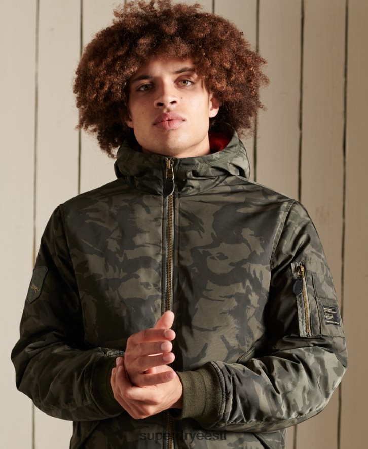 Superdry mehed ma1 kapuutsiga bomber jope B2LT44575 Riietus roheline