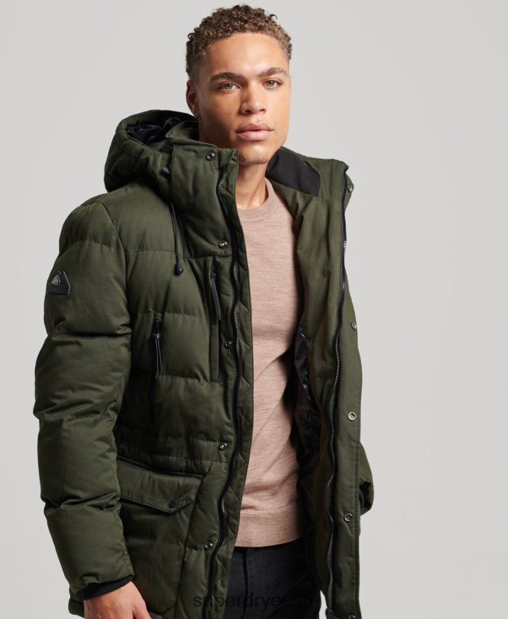 Superdry mehed mikrokiust ekspeditsiooni parka jope B2LT44448 Riietus roheline