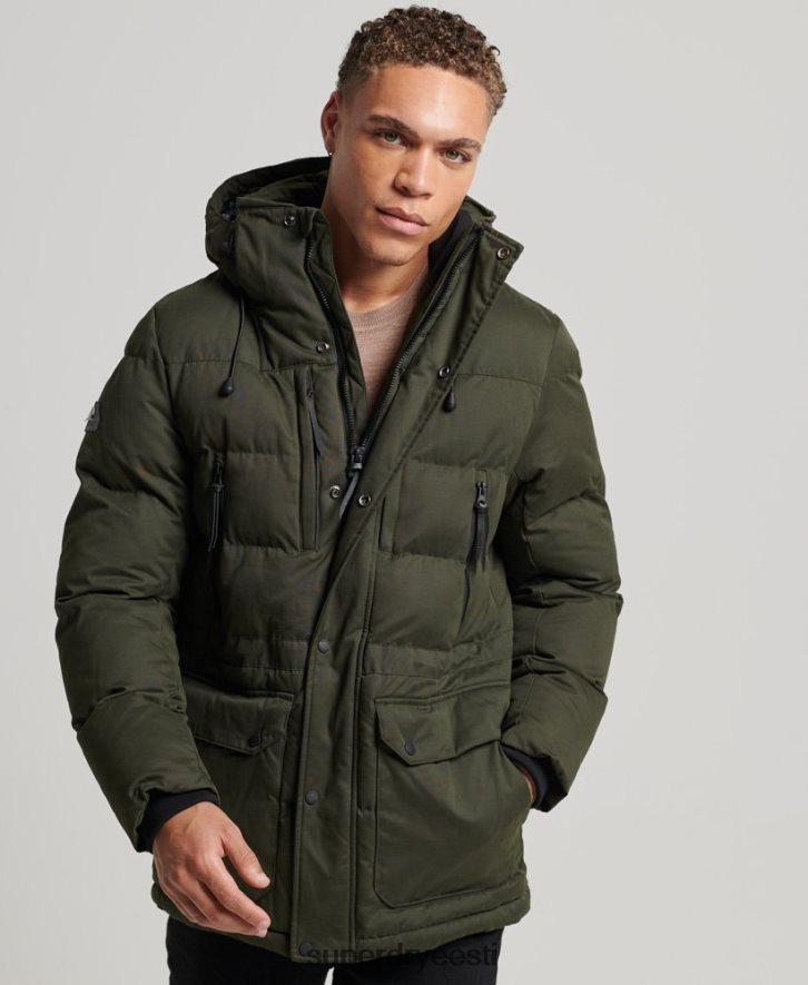 Superdry mehed mikrokiust ekspeditsiooni parka jope B2LT44448 Riietus roheline