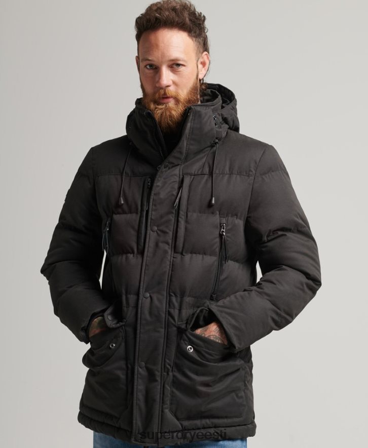 Superdry mehed mikrokiust ekspeditsiooni parka jope B2LT44557 Riietus must