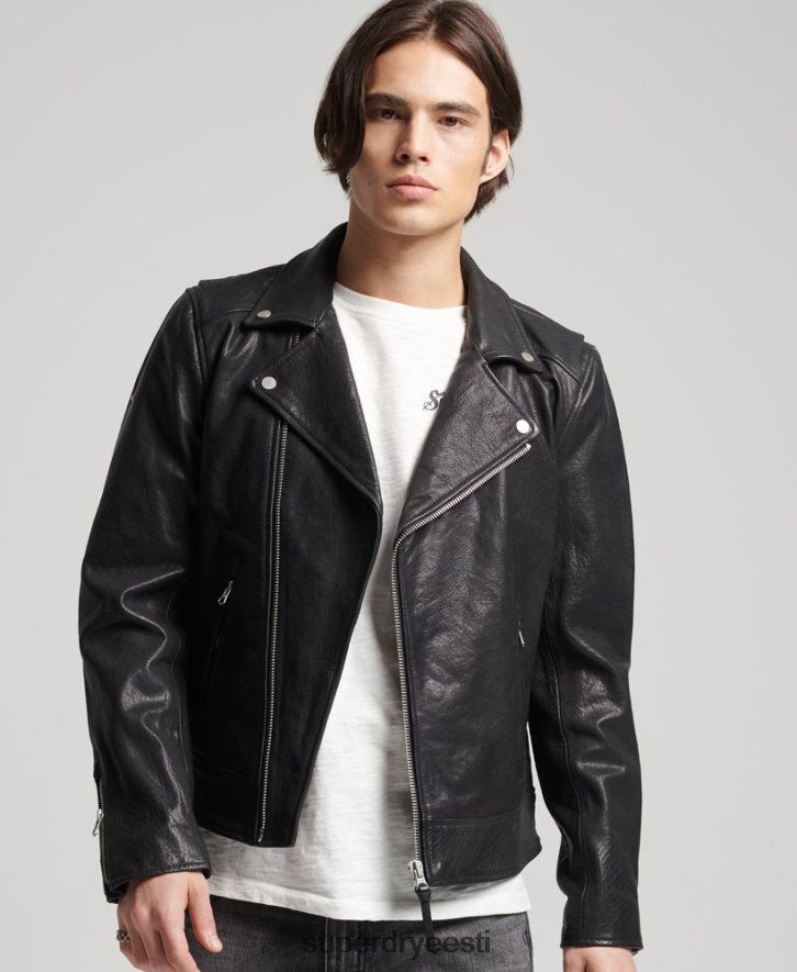 Superdry mehed nahast moto biker jope B2LT41060 Riietus must