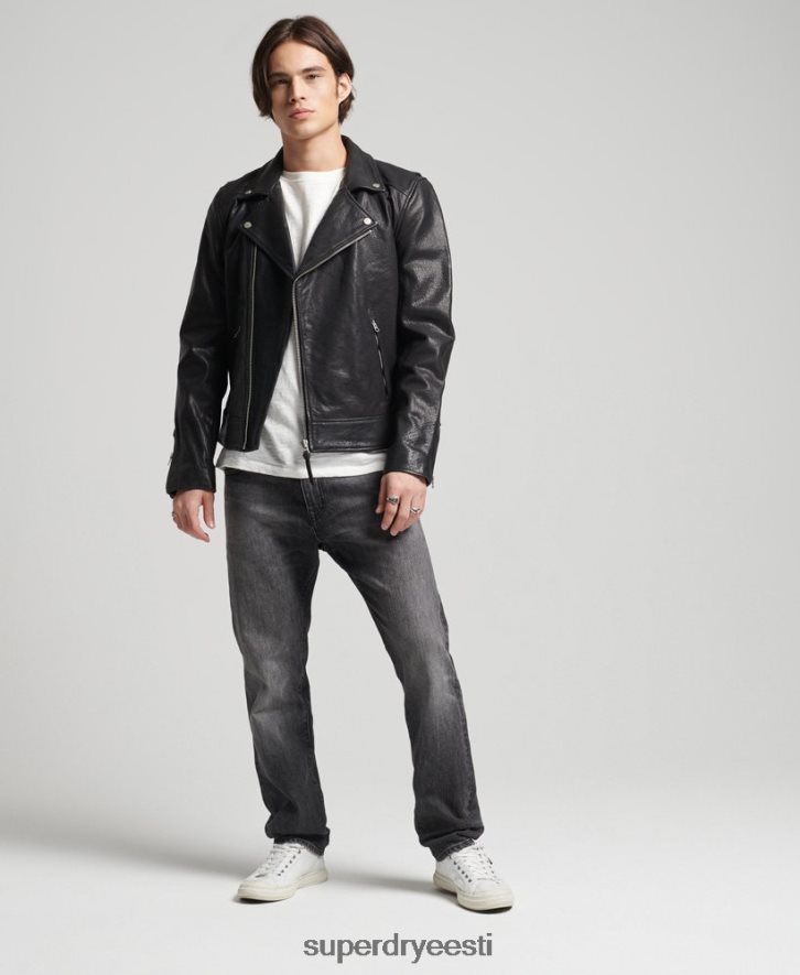 Superdry mehed nahast moto biker jope B2LT41060 Riietus must