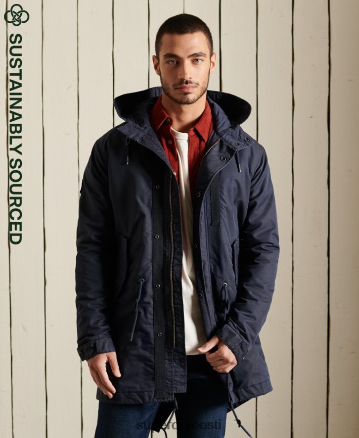 Superdry mehed sõjaväe kalasaba park B2LT44680 Riietus sinine