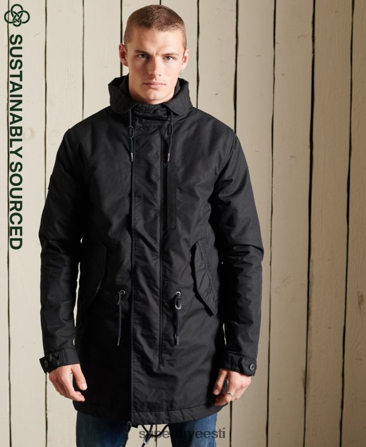 Superdry mehed sõjaväe kalasaba park B2LT44687 Riietus tumehall