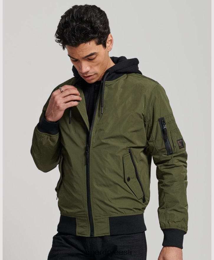 Superdry mehed sõjaväe lennupommitaja jope B2LT41144 Riietus khaki