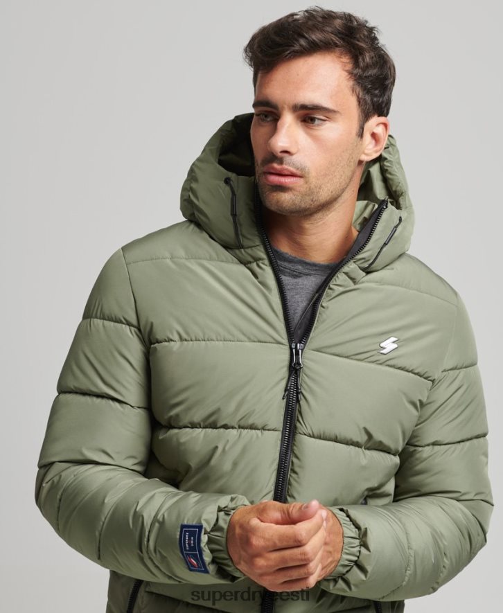 Superdry mehed spordipuhv kapuutsiga jope B2LT41019 Riietus roheline