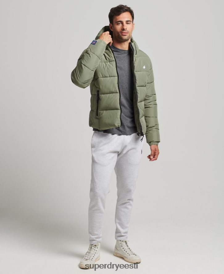 Superdry mehed spordipuhv kapuutsiga jope B2LT41019 Riietus roheline