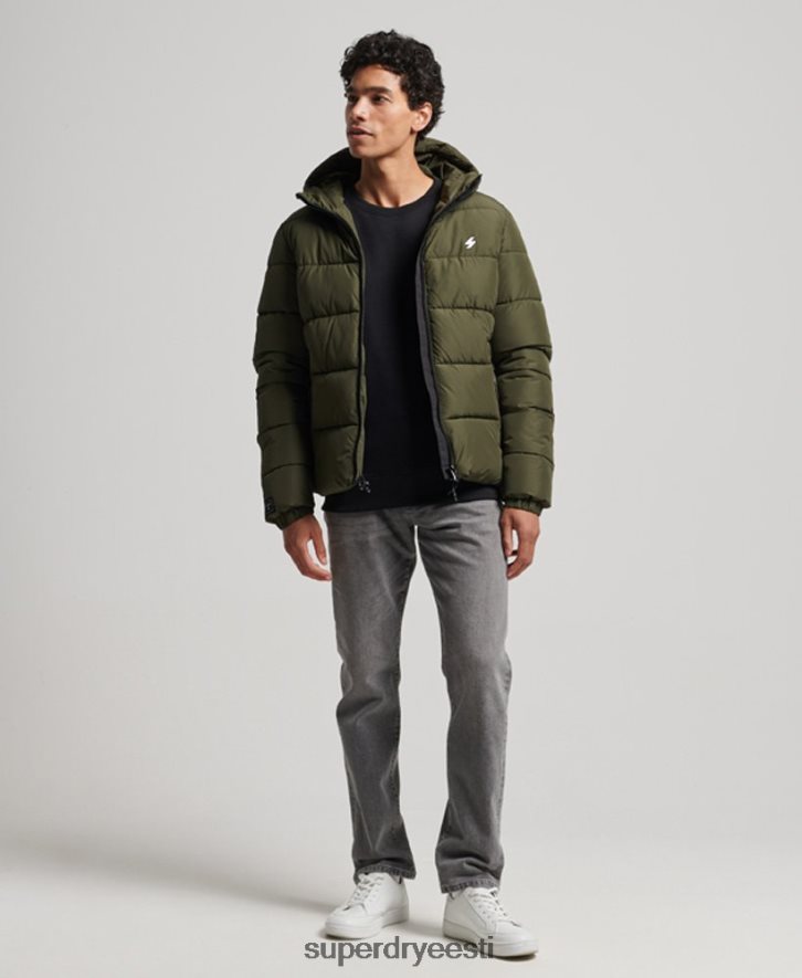 Superdry mehed spordipuhv kapuutsiga jope B2LT41020 Riietus khaki