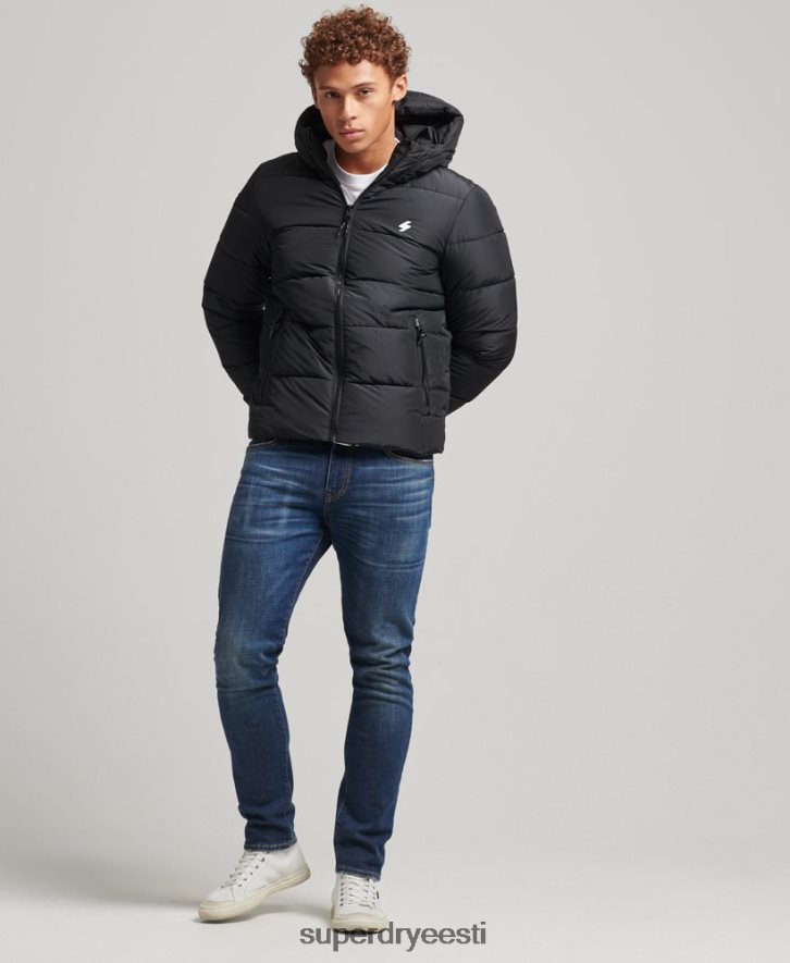 Superdry mehed spordipuhv kapuutsiga jope B2LT41051 Riietus must