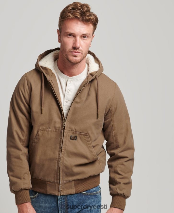 Superdry mehed tööriided kapuutsiga bomber jope B2LT41062 Riietus pruun