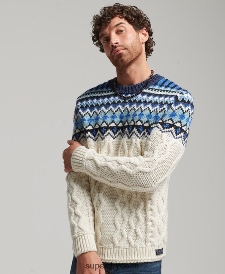 Superdry mehed fairisle crew kootud kampsun B2LT45244 Riietus kreem