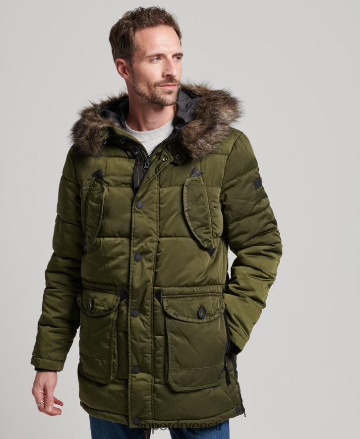 Superdry mehed chinook parkmantel B2LT44513 Riietus roheline