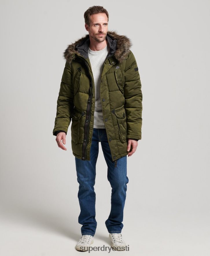 Superdry mehed chinook parkmantel B2LT44513 Riietus roheline