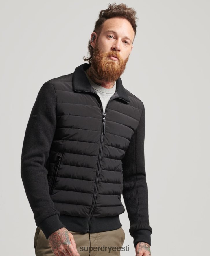 Superdry mehed hübriidkootud seguga puhvmantel B2LT41035 Riietus must