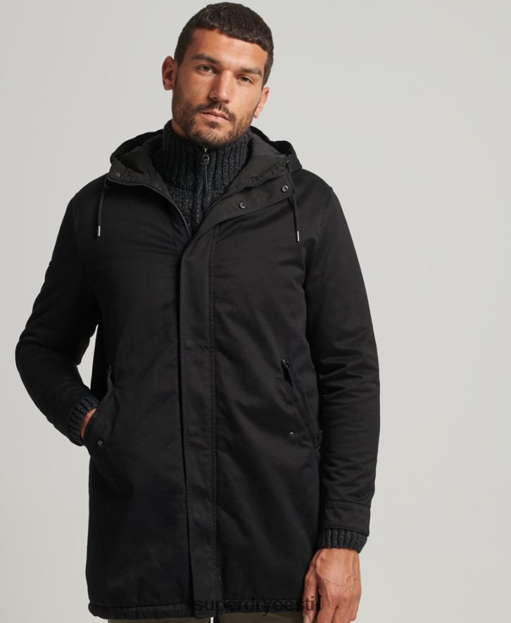 Superdry mehed kalasaba parka mantel B2LT44472 Riietus must