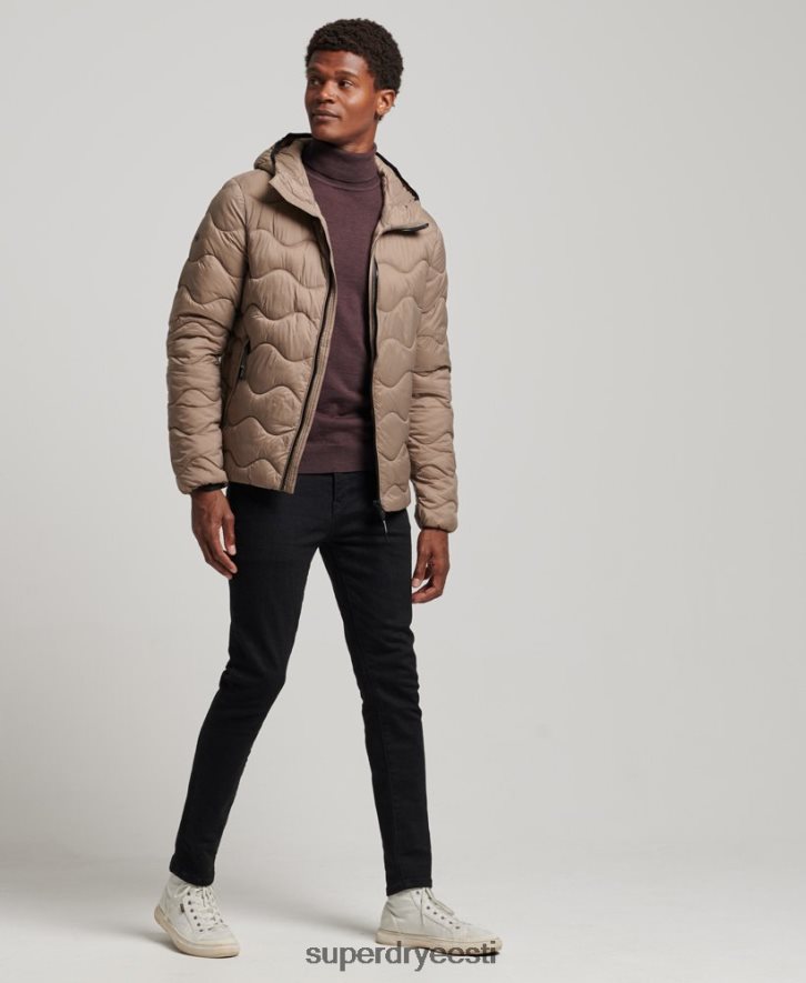 Superdry mehed kapuutsiga kerge polsterdatud mantel B2LT41002 Riietus pruun