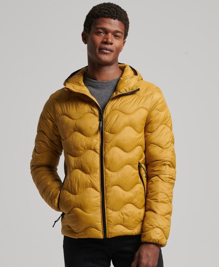 Superdry mehed kapuutsiga kerge polsterdatud mantel B2LT41003 Riietus kollane