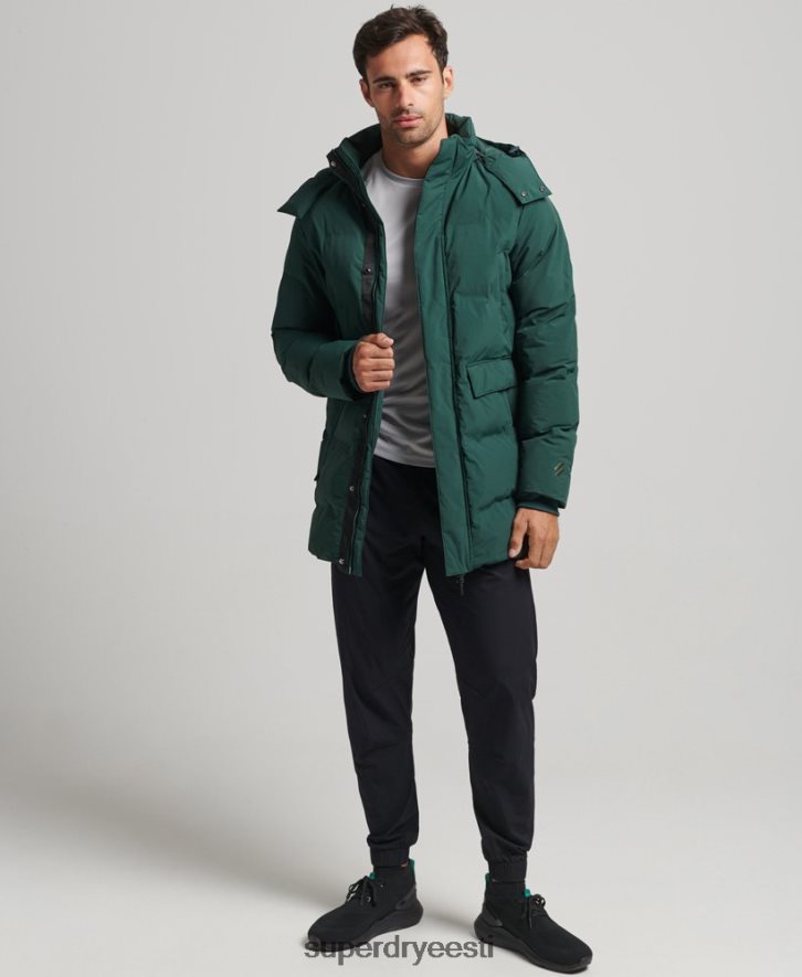 Superdry mehed karbikujuline puhvermantel B2LT44543 Riietus roheline