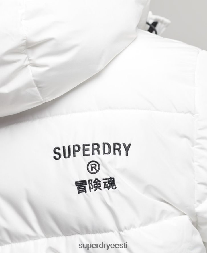 Superdry mehed logoga kapuutsiga õngejada mantel B2LT44522 Riietus valge